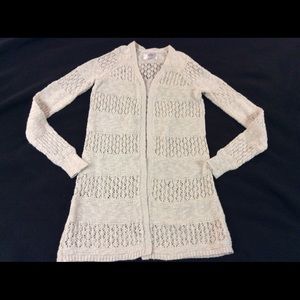 Justice Long Open Front Loose Knit Gold Sweater